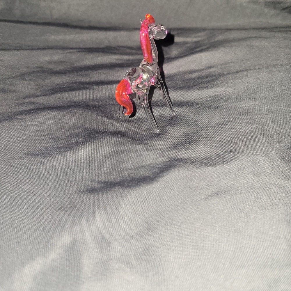 Vtg Hand Blown Stretched Spun Glass Horse Miniature Collectible Figurine Pink - Picture 5 of 8